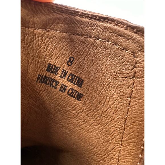 Jeffrey Campbell Womens size 8 Rosalee Tan Leather Bootie Western Stacked Block - Picture 13 of 14